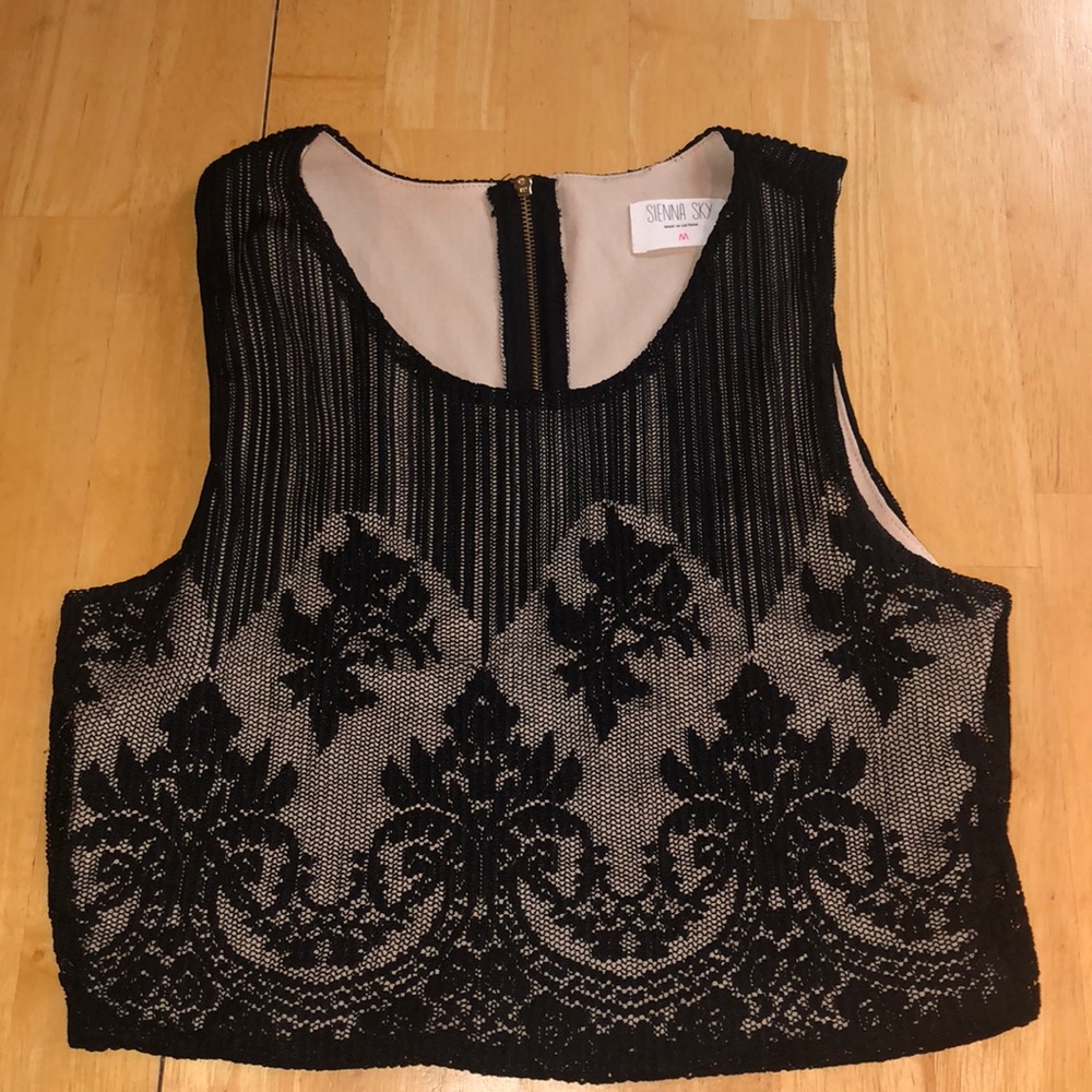 dressy lace black crop top